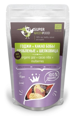 Смесь №2: годжи, какао-бобы дробленые, шелковица 100г, Super Green Food розница/опт