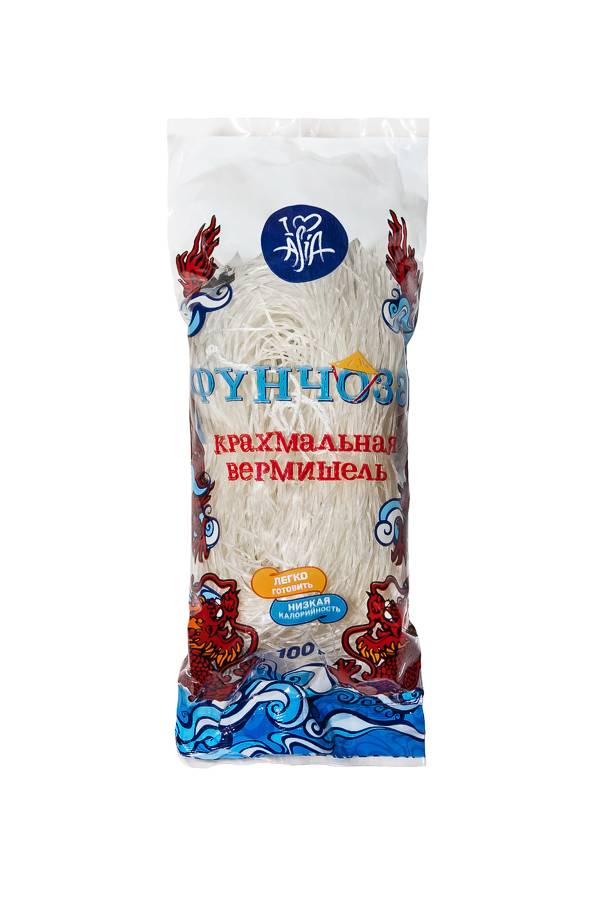 Без глютена "Фунчоза" вермишель крахмальная, I love Asia, 100 г