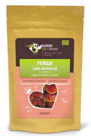 Рейши гриб молотый 100г, Super Green Food розница/опт