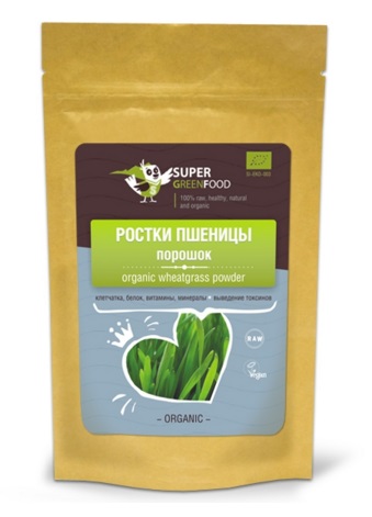 Ростки пшеницы порошок 150г, Super Green Food розница/опт